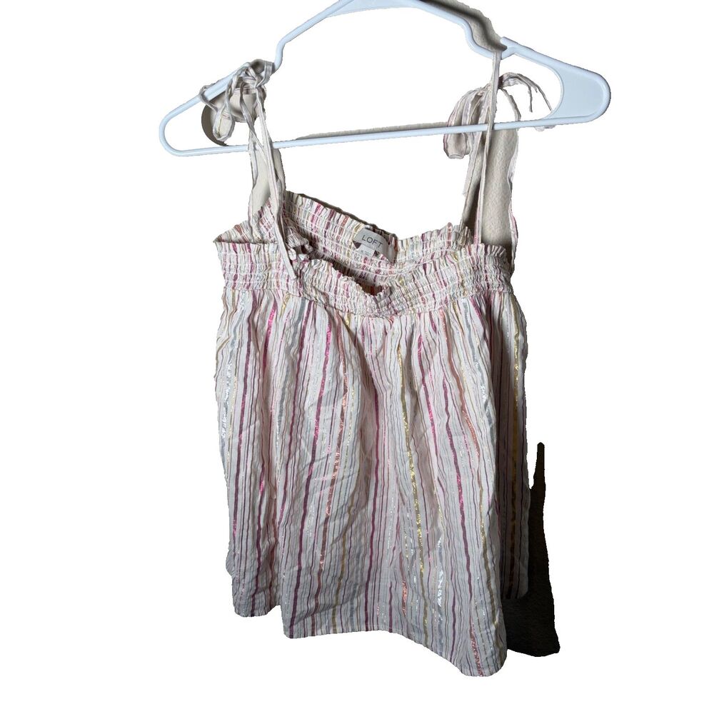 Loft Tank Top Women's Medium Striped Metallic Sleeveless Casual Shirt